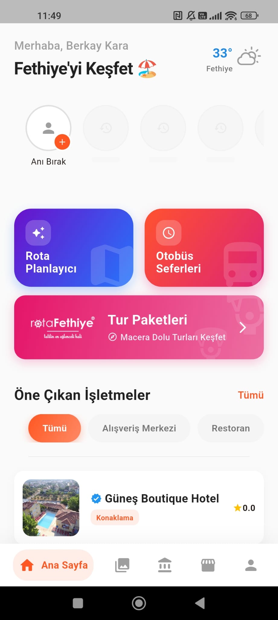 FethiyeGo mobil uygulama ekranı